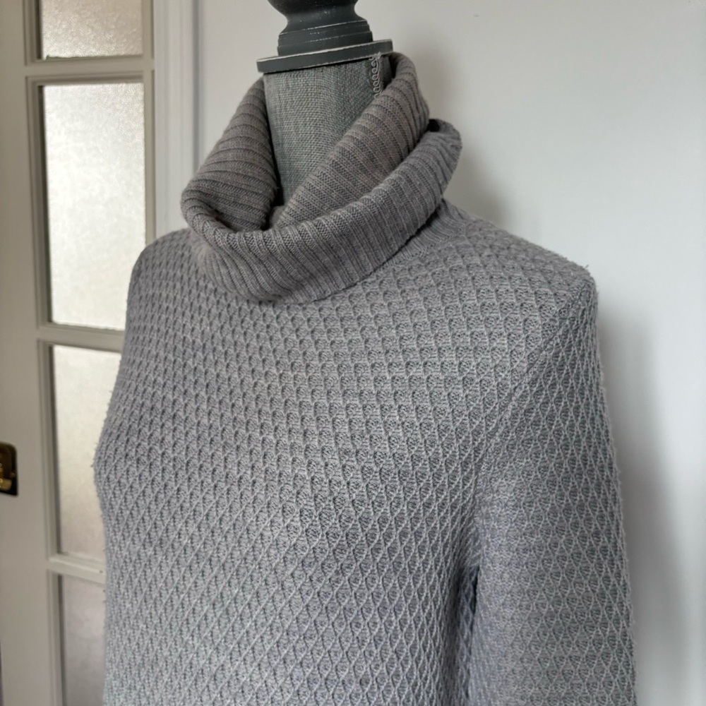 NOEL ASMAR Grey waffle knit wool turtleneck sweater XS - Picture 2 of 8